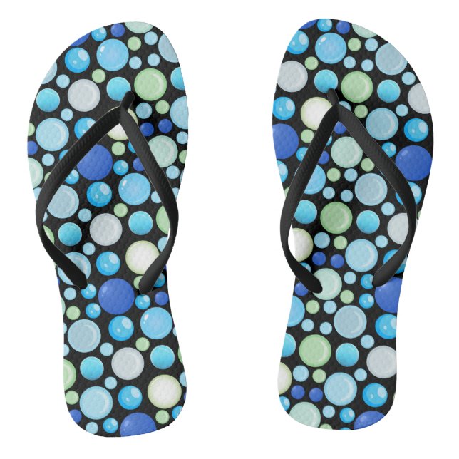 3D-Balls-Muster.01.b Schwarze BG Flip Flops (Fußbett)