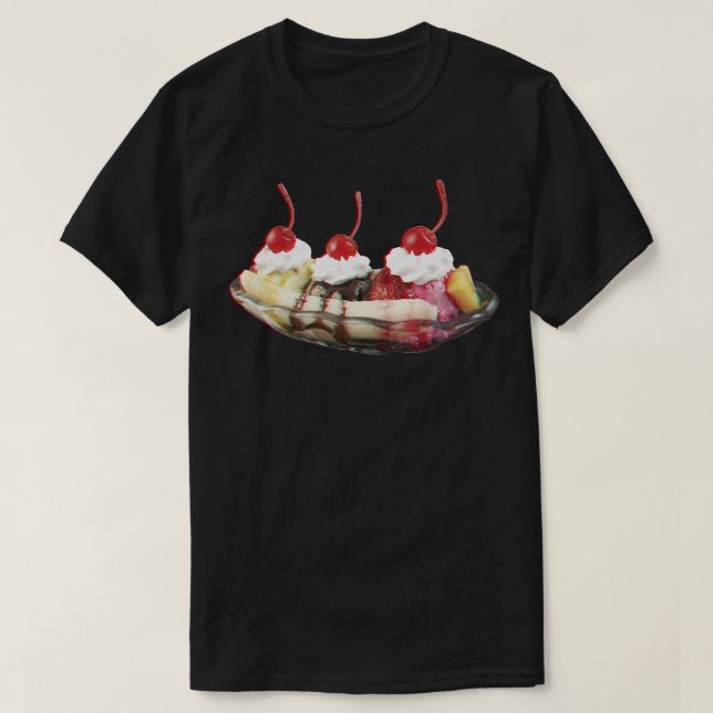 3D Banana Split Farbe T-Shirt (Design vorne)