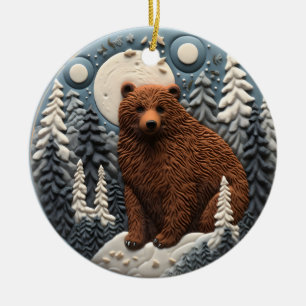 3D Bärenkirstmas Tier Keramik Ornament