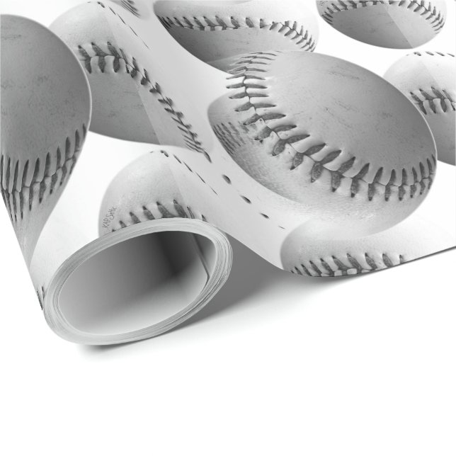 3D-Baseballs (schwarz-weiß) Geschenkpapier (Rolleneckpunkt)