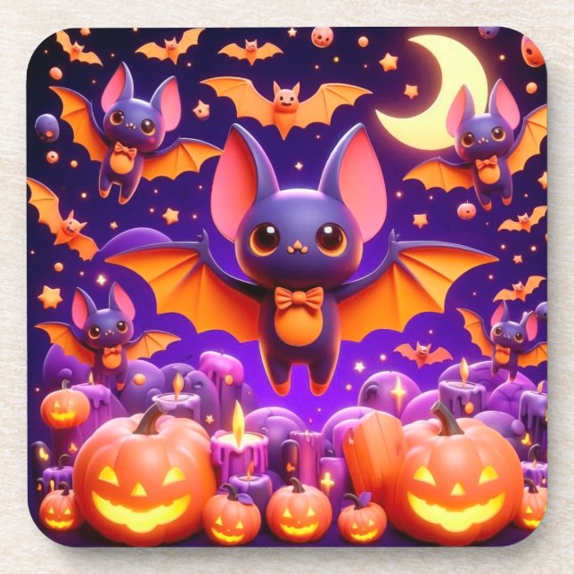 3D bats pumpkins halloween Getränkeuntersetzer (Vorderseite)