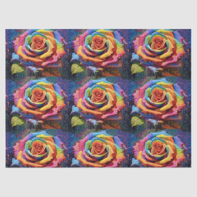 3d Beautiful Rainbow Rose Decoupage Seidenpapier (Vorderseite)