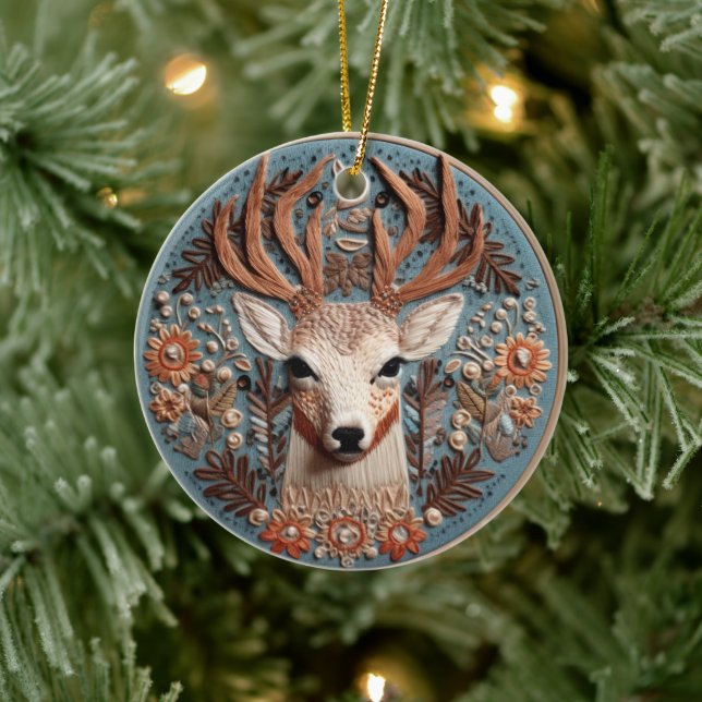 3D bestickte Schauspiellandschaft Keramik Ornament (Baum)