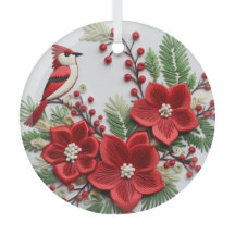 3D bestickter Kardinal Weihnachtsschmuck