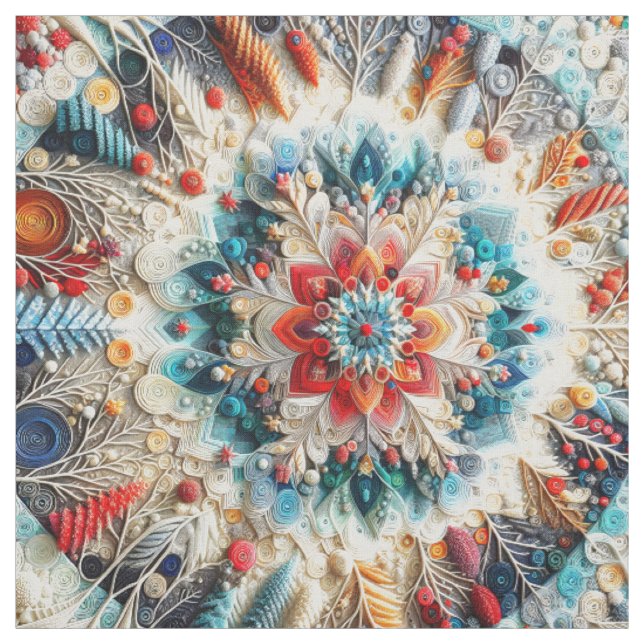 3D bestickter Look Winter Mandala Kaleidoscope Stoff (Muster)