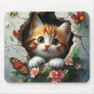 3D-Bild eines niedlichen kleinen Kätzchens, das au Mousepad