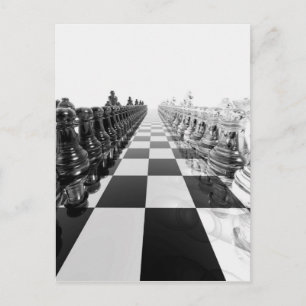 3D Black and White Chess Board Postkarte