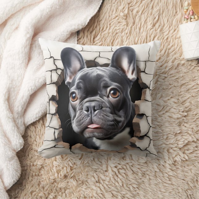 3D Black French Bulldog Cradle Hole Kissen (Decke)