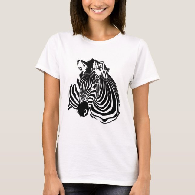 3D Black & White Zebra Head of Animal Lovers T-Shirt (Vorderseite)