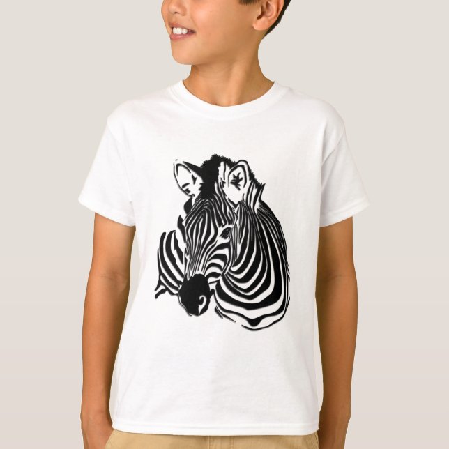 3D Black & White Zebra Head of Animal Lovers T-Shirt (Vorderseite)