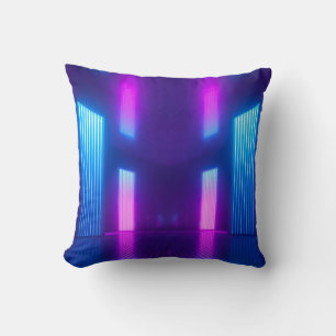 3d, blau-pink violett neon abstrakter Hintergrund, Kissen