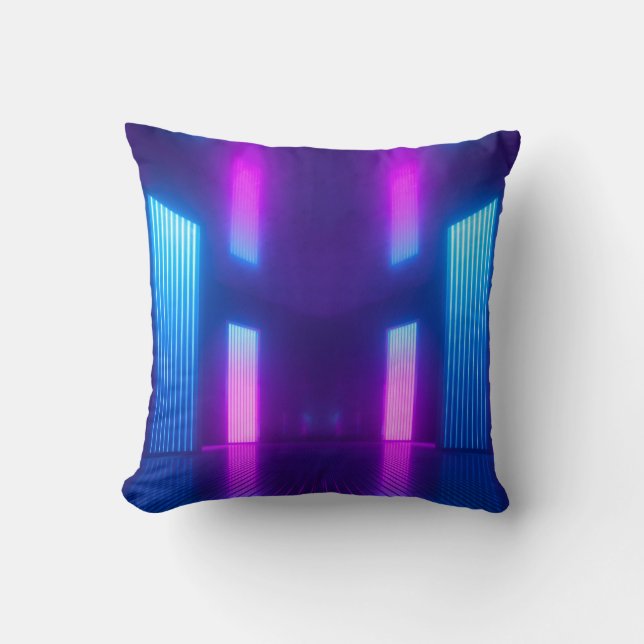 3d, blau-pink violett neon abstrakter Hintergrund, Kissen (Vorderseite)