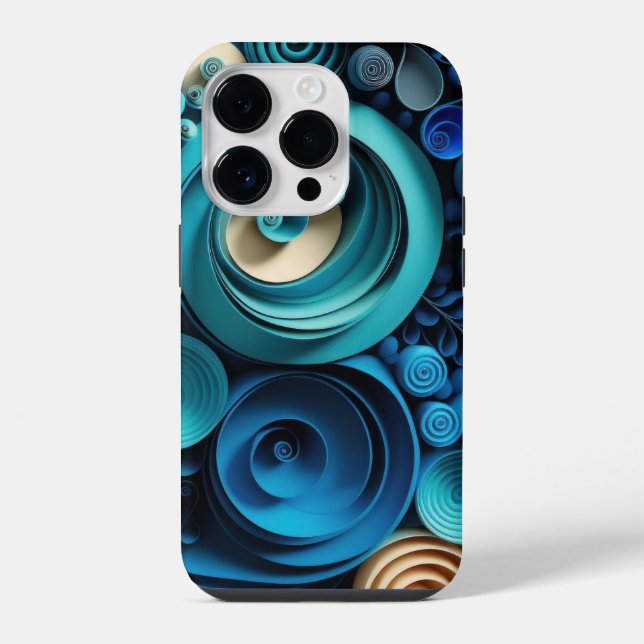 3D Blautöne  iPhone Hülle (Rückseite)