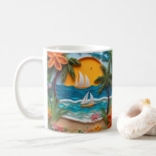 3D-Blick auf das tropische Segelboot Kaffeetasse