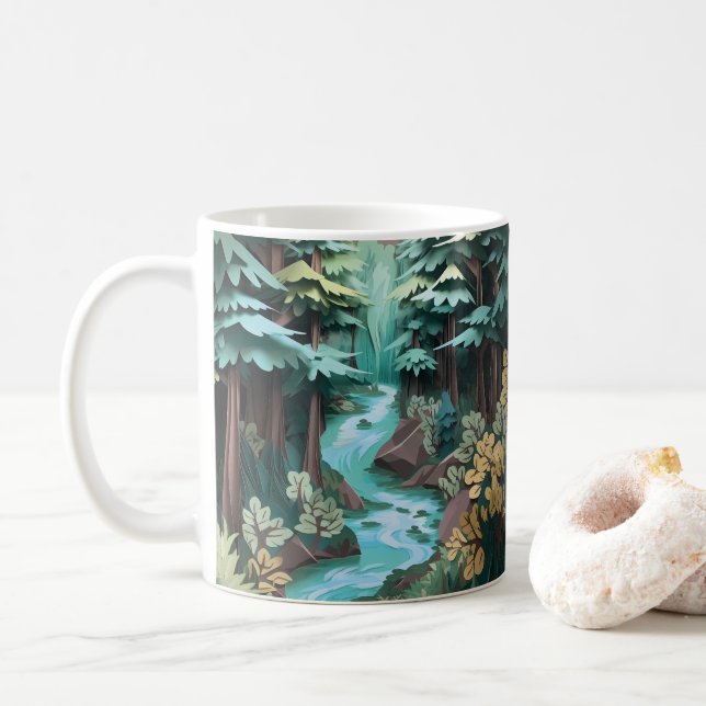3D-Blick auf den Prinzenwald Kaffeetasse (Mit Donut)
