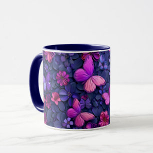 3D-Blickfang Schmetterling und Blume Tasse