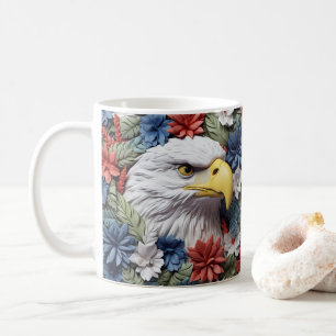 3D-Blickpunkt des gedruckten Patriotischen Adlers Kaffeetasse