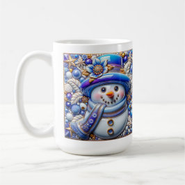 3D Blue Christmas Snowman Kaffeetasse