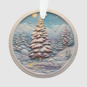 3d Blue Christmas Trees Ornament