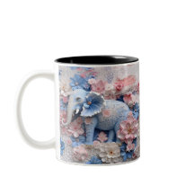 3D Blue Elephant Tasse mit Blume