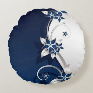 3D-Blume blau-weiß Duvet-Abdeckung Kopfkissen Rundes Kissen