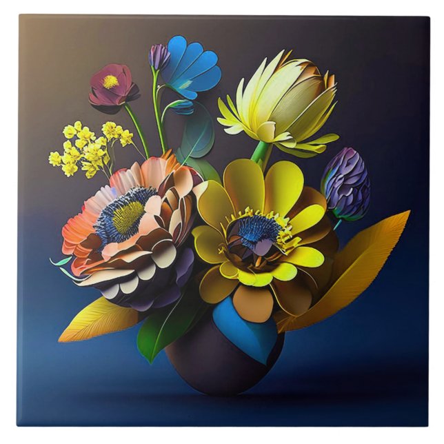 3D-Blume Fliese (Vorderseite)