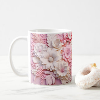 3D-Blume in rosa gedruckt Kaffeetasse