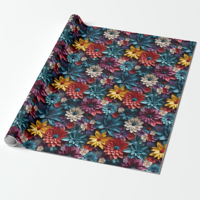 3D-Blume-Wrapping Paper Geschenkpapier (Ungerollt)