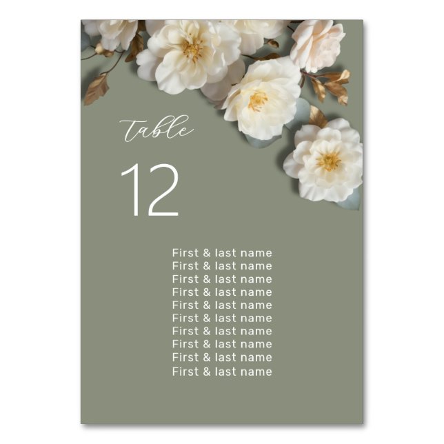 3D-Blumen-Hochzeit Sitzordnung Tischnummer (Vorderseite)
