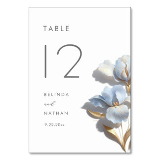 3D-Blumenblaue-Lilie-Hochzeit Tischnummer