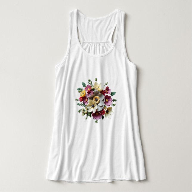 3D-Blumendesign Tank Top (Design Vorderseite)