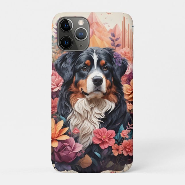 3D Blumenfantasy Bernese Mountain Dog Birds View Case-Mate iPhone Hülle (Rückseite)
