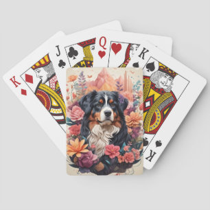 3D Blumenfantasy Bernese Mountain Dog Birds View Spielkarten