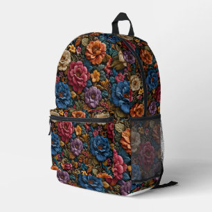 3D-Blumenmuster farbenfroh  Bedruckter Rucksack