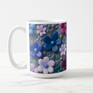 3D-Blumenmuster-Keramik-Kaffeetasse - Farbige Fl Kaffeetasse
