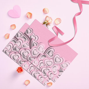 3D Blush Pink Hearts Valentinstag Enttäuschung Seidenpapier
