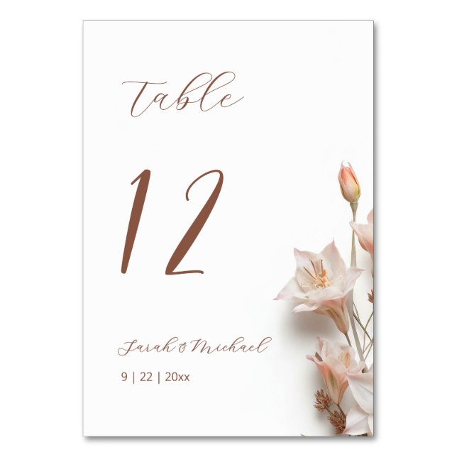 3D Boho Blumen Hochzeit Tischnummer (Rückseite)