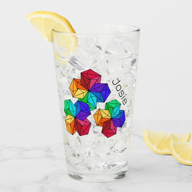 3D Bright Rainbow Cube Dreiecke Namen hinzufügen Glas (Vorderseite Ice)