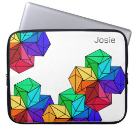 3D Bright Rainbow Random Cubes auf weißem Namen Laptopschutzhülle