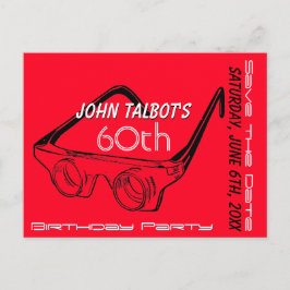 3D-Brille 60. Geburtstag Save the Date Ankündigungspostkarte