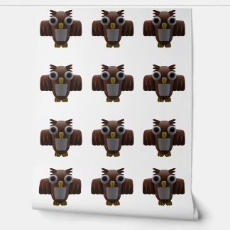 3D Brown Cartoon Owls Nahtlos Tapete