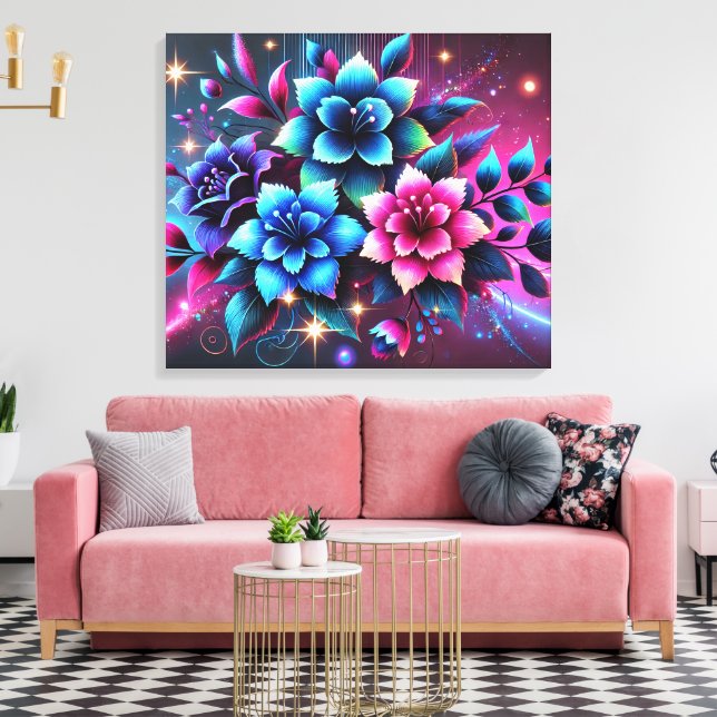 3D Bunte Blumen Leinwanddruck (Insitu (Wohnzimmer))