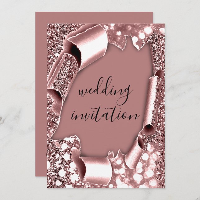 3D Cart-Effekt Hochzeit Rahmen Florals Rose Glam Einladung (Vorne/Hinten)