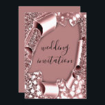 3D Cart-Effekt Hochzeit Rahmen Florals Rose Glam Einladung<br><div class="desc">Elegantes modernes Glasfenster laden zum FlorenceK-Design ein</div>