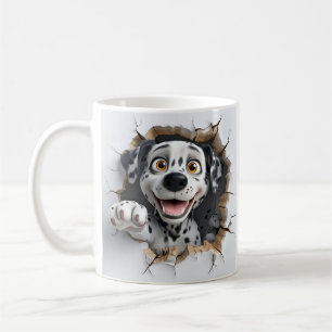 3D-Cartoon Dalmatiner bricht fröhlich durch Wal Kaffeetasse