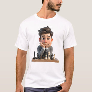 3D-Cartoon-Schachmeister-Mann beim Nachdenken T-Shirt