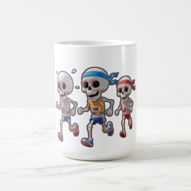 “3D Cartoon Skeleton Race • Funny Running Skeleton Kaffeetasse (Mittel)