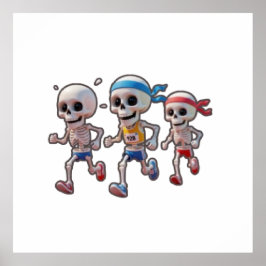“3D Cartoon Skeleton Race • Funny Running Skeleton Poster