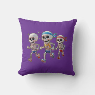 “3D-Cartoon-Skelett-Rennen • Lustiges Laufendes Sk Kissen