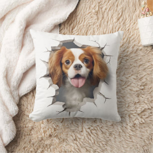 3D Cavalier King Charles Spaniel Cracked Hole Kissen